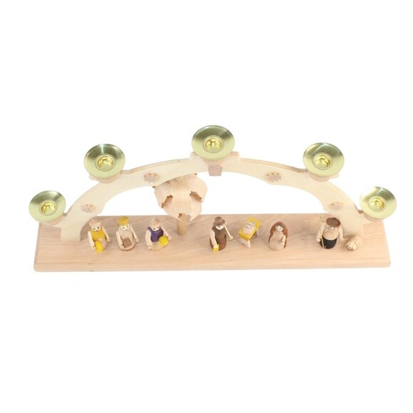 Wooden Straco Christmas Nativity Scene Arched 5-Candle Holder Made in Germany - Picture 2 of 12